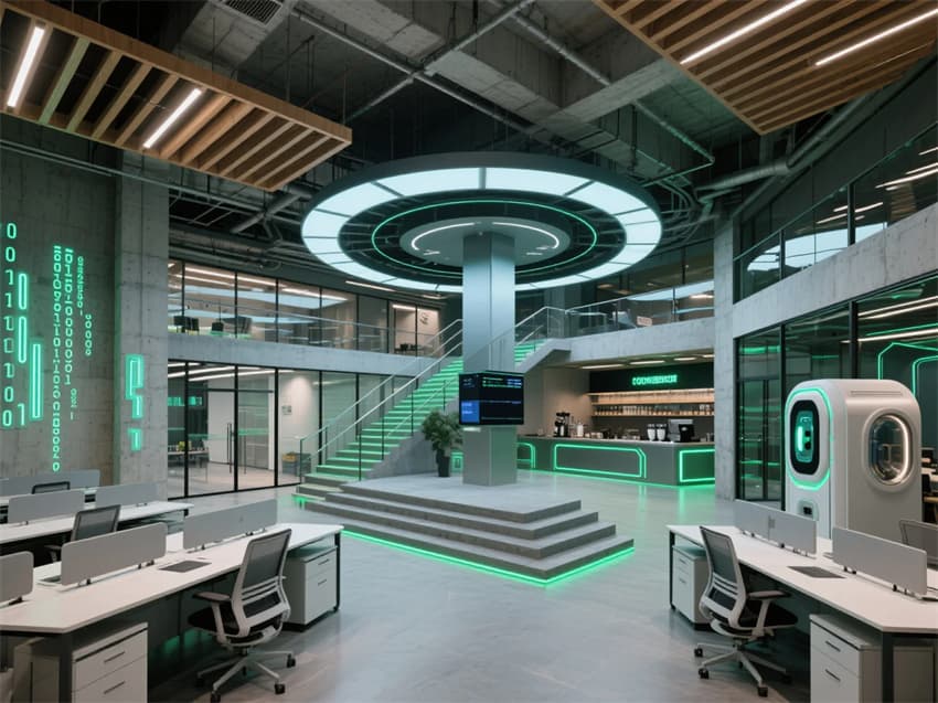 蕪湖1000㎡的互聯(lián)網(wǎng)科技公司辦公空間設(shè)計效果解析