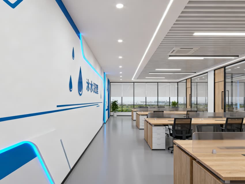 銅陵辦公樓設(shè)計：4400平污水處理公司裝修效果