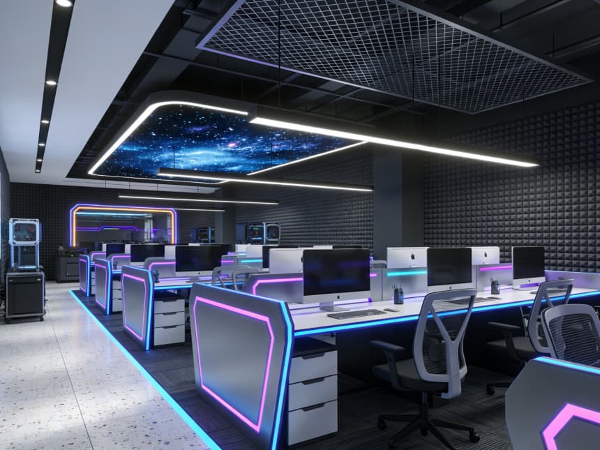 安慶辦公樓設(shè)計：2700平游戲研發(fā)公司辦公空間效果