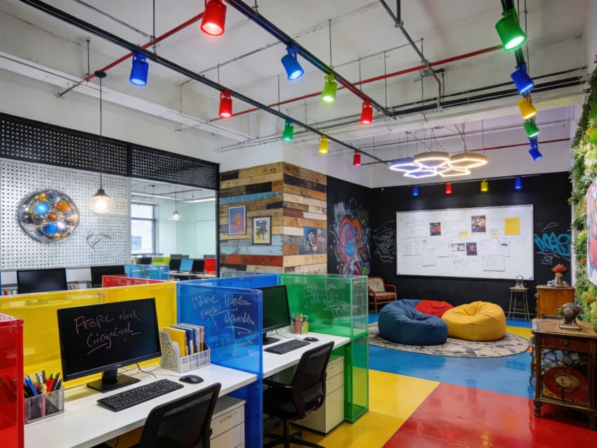 蚌埠1800平廣告創(chuàng)意公司辦公空間裝修效果分享