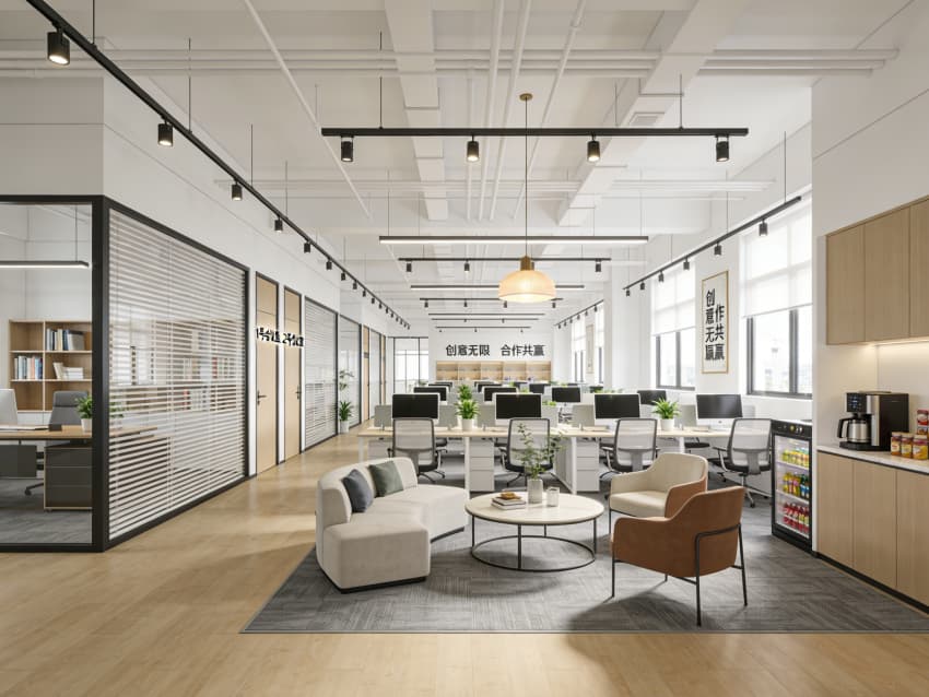蚌埠辦公樓設(shè)計：2500平媒體公司辦公室效果