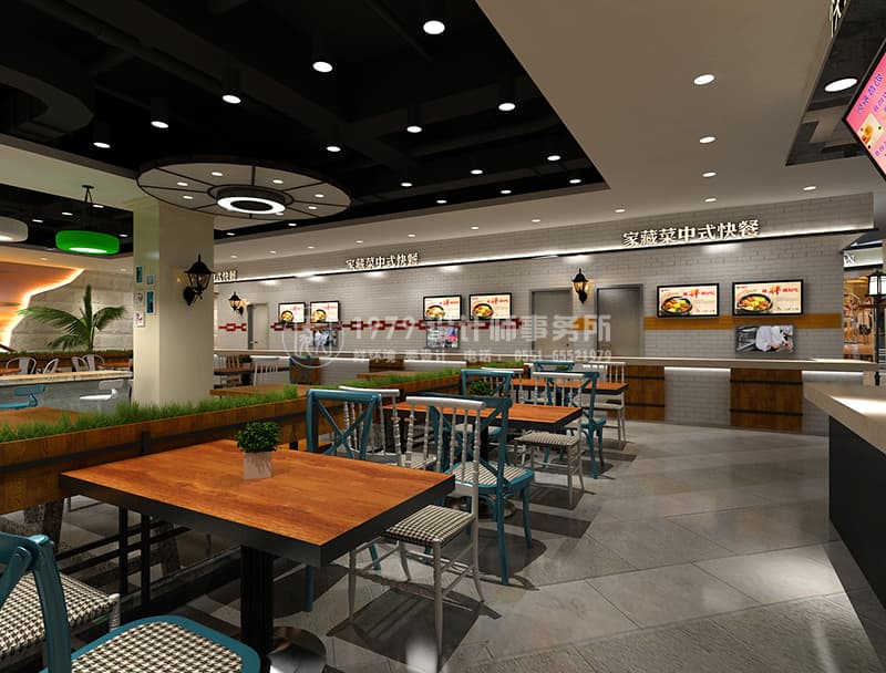 美食廣場(chǎng)局部快餐店裝修設(shè)計(jì)效果圖