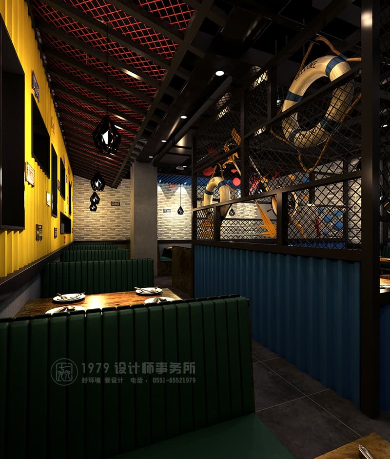 合肥于記香辣蝦火鍋店用餐區(qū)裝修設計效果圖